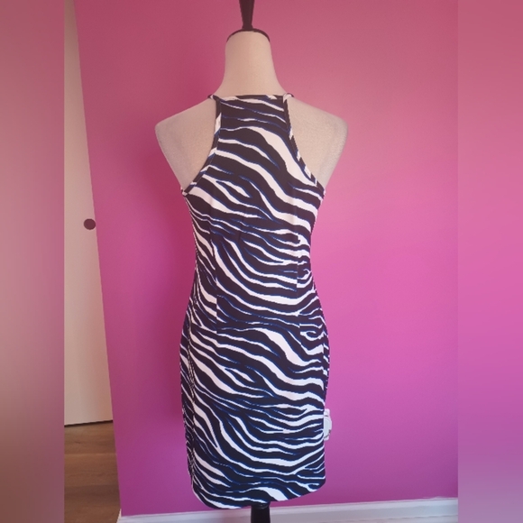 Boston Proper Ladies Blue Tinted Zebra Print Mini Cocktail Dress (Size Small) - Picture 6 of 11
